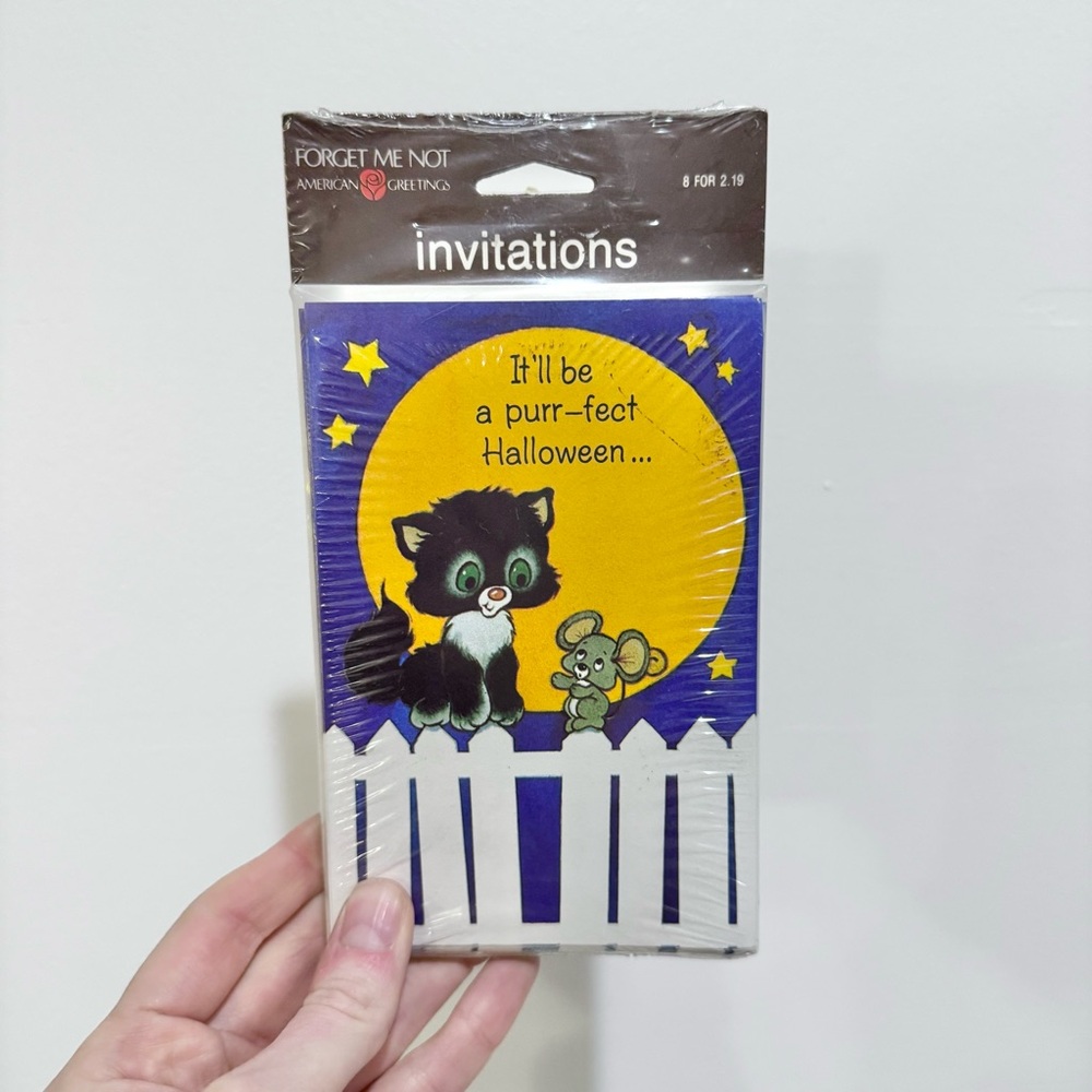 Vintage American Greetings Purrfect Halloween Black Cat party invites